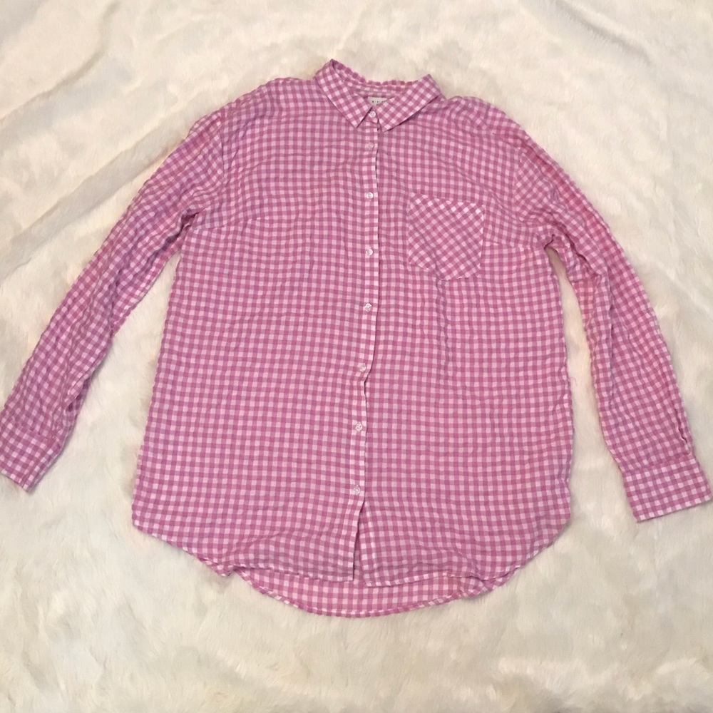 Pink and white checkered top